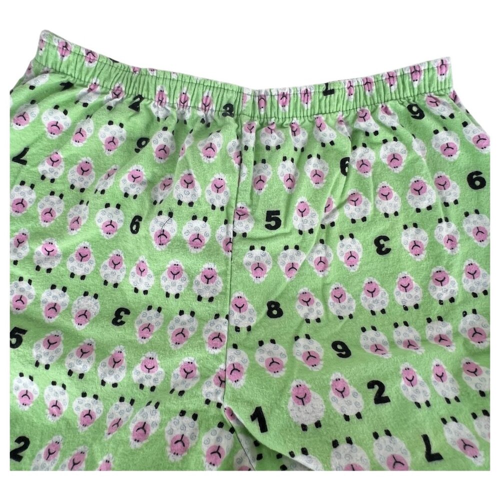 Sleep Tight 2 Piece Flannel Pajama Set Counting Sheep Print Green Size Large - Picture 8 of 10